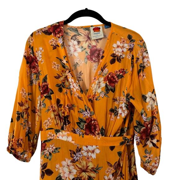 FARM RIO Yellow Soigne Wrap Midi Dress Size Small Petite - Picture 5 of 10